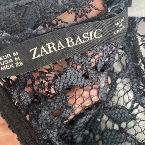 Zara blue and black lace dress Sz M - Picture 13 of 15